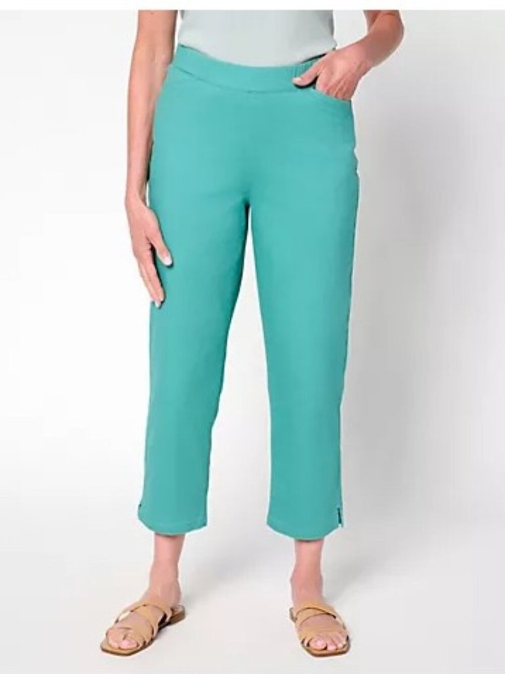 Denim & Co. Tall Twill Straight Leg Crop Pant - Size: Medium - NIP